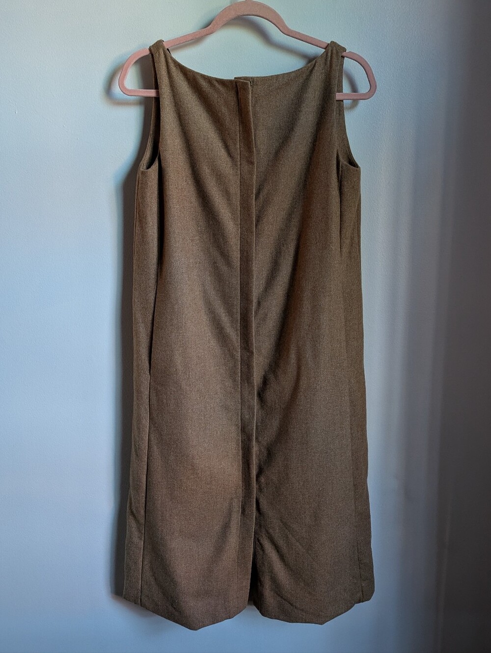 MARTE Beige Wool Blend Minimalist Contemporary Academia Midi Dress Size Small